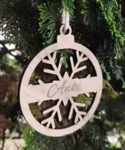 Kerstbal in hout met uw eigen tekst